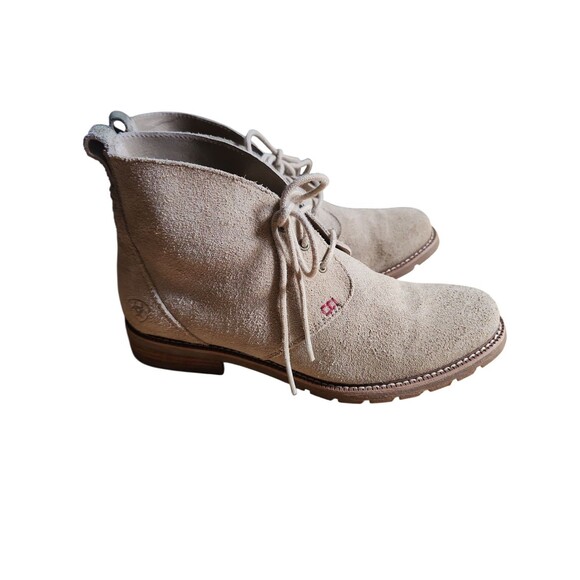 Ariat Henley Suede Ankle Boot Womens Size 8 Sand Beige Lace-Up Chukka Western - Picture 5 of 9